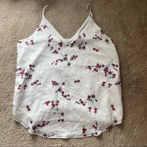 Express Spaghetti Strapped Tank Top with Floral Design